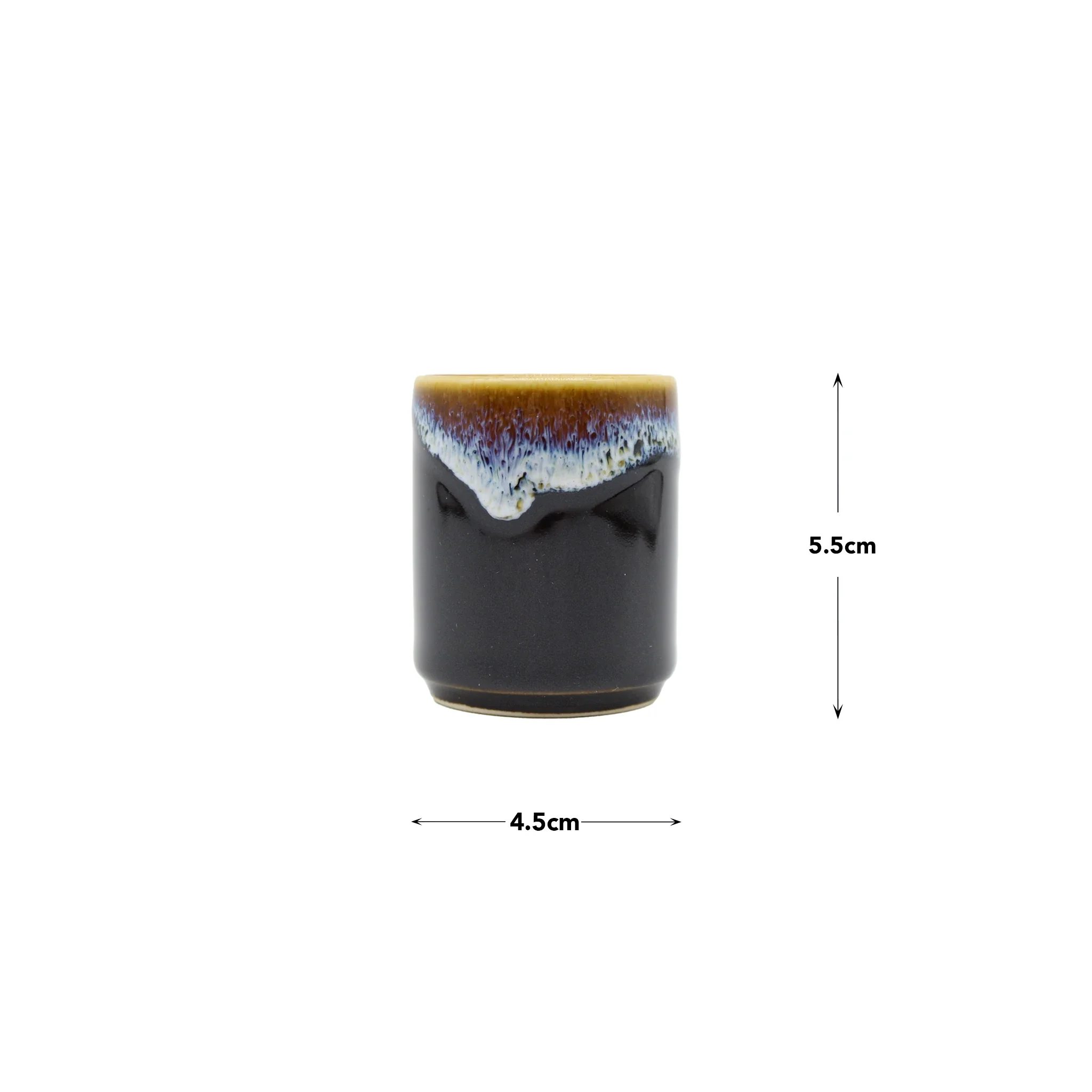 Sake Cup - Brown with Blue Drip - Image 2