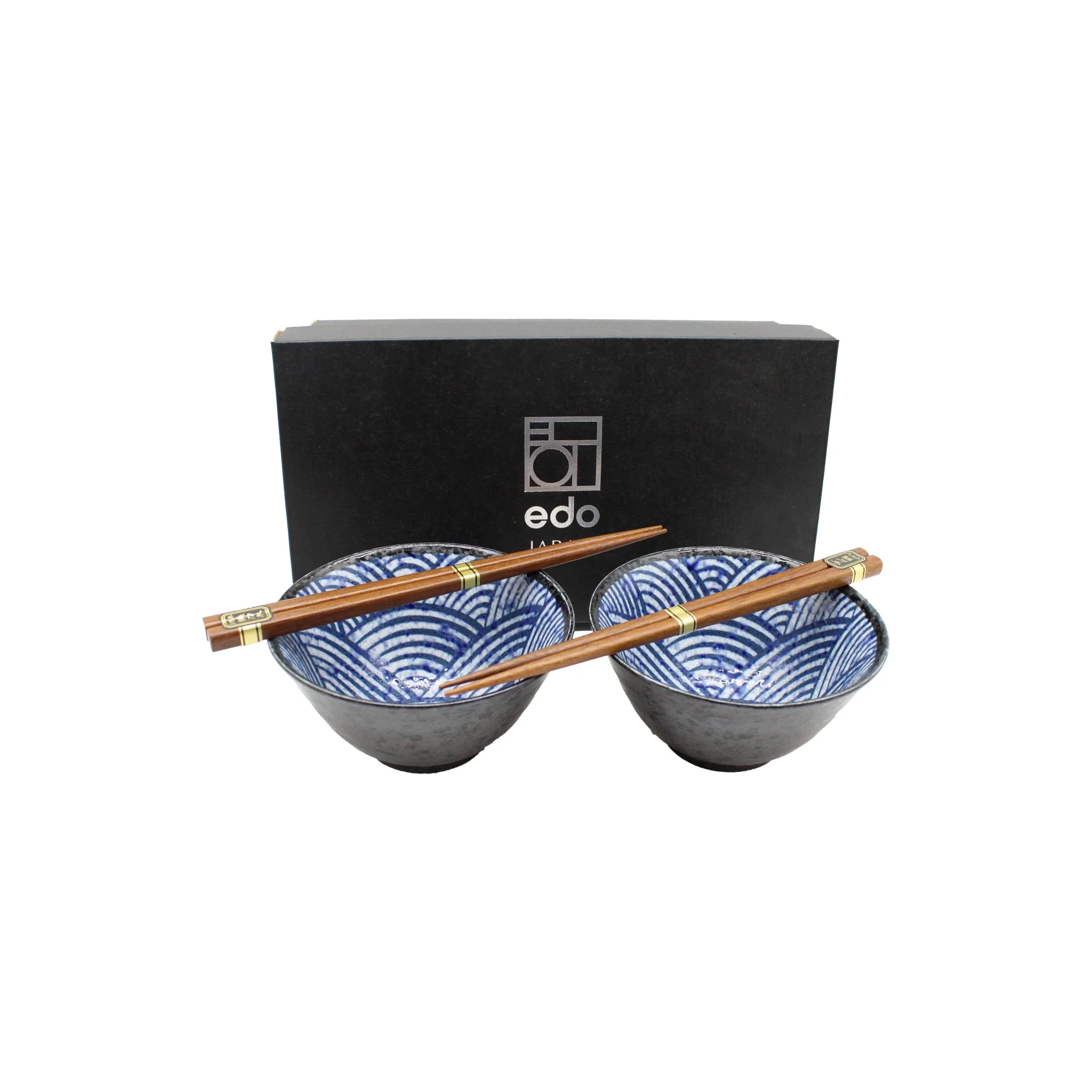 Seikaiha Wave Design Rice Bowl Gift Set